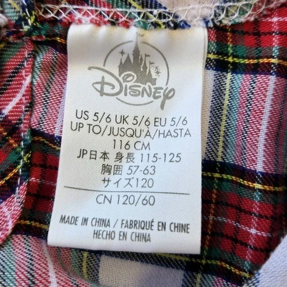 Disney Parks Girls Minnie Mouse Holiday Plaid Nightgown Pajamas Size 5/6 - Picture 4 of 9